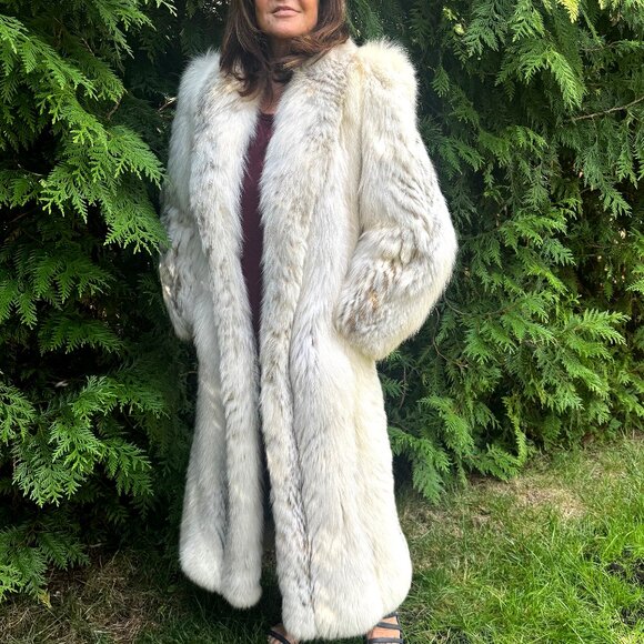 Full Length Genuine Fox Fur Coat Size 10 (8 - 13)  Arctic Golden Isle Fox - Picture 15 of 15